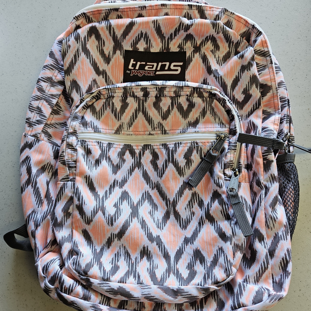 Jansport Trans Backpack with Coral and Gray Design